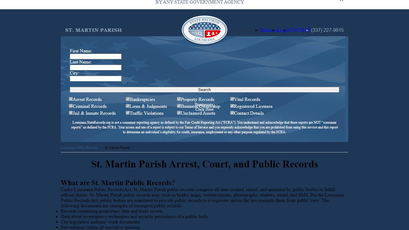 St. Martin Parish Arrest, Court, and Public Records