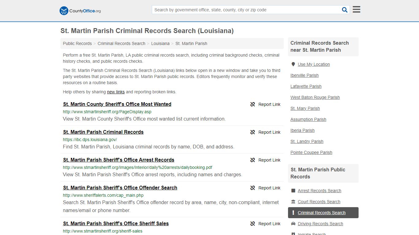 St. Martin Parish Criminal Records Search (Louisiana)