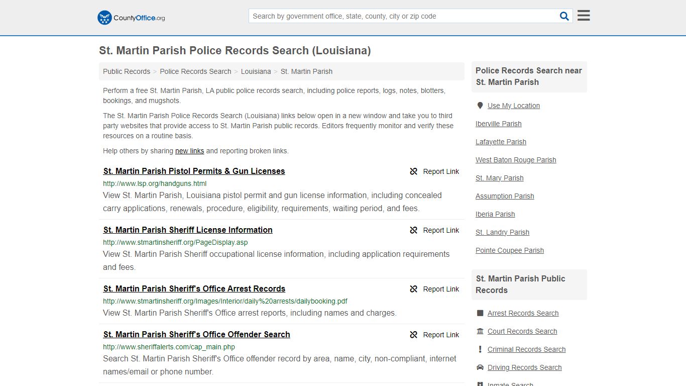 St. Martin Parish Police Records Search (Louisiana)